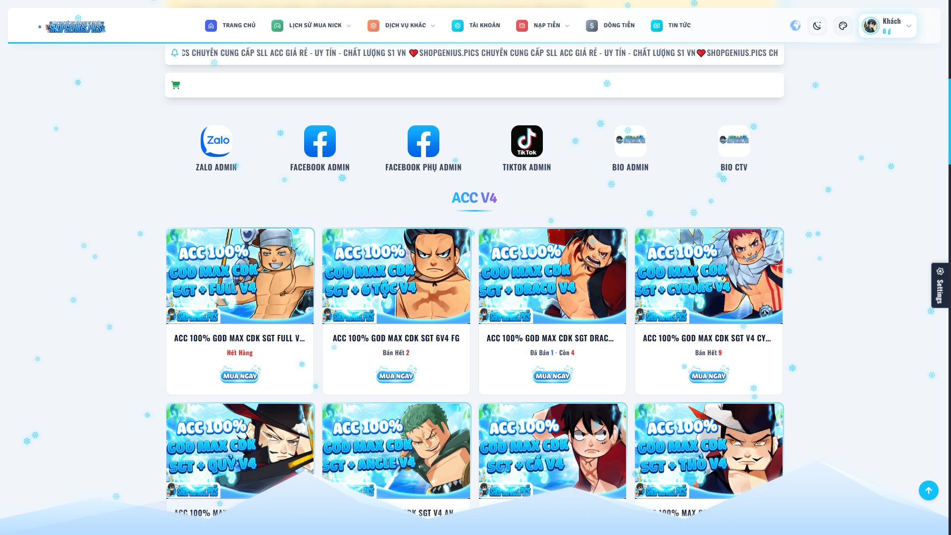 [SHOPNICK3 - CMSNT] THIẾT KẾ WEBSITE BÁN NICK GAME MỚI NHẤT
