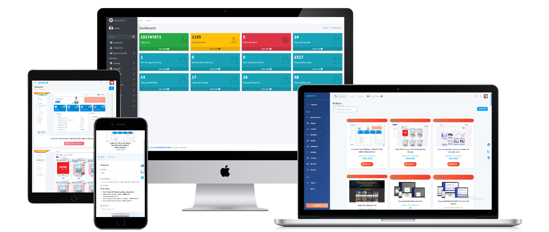 Code bán mã nguồn, hosting, tên miền, thuê cronjob, có nạp tiền auto