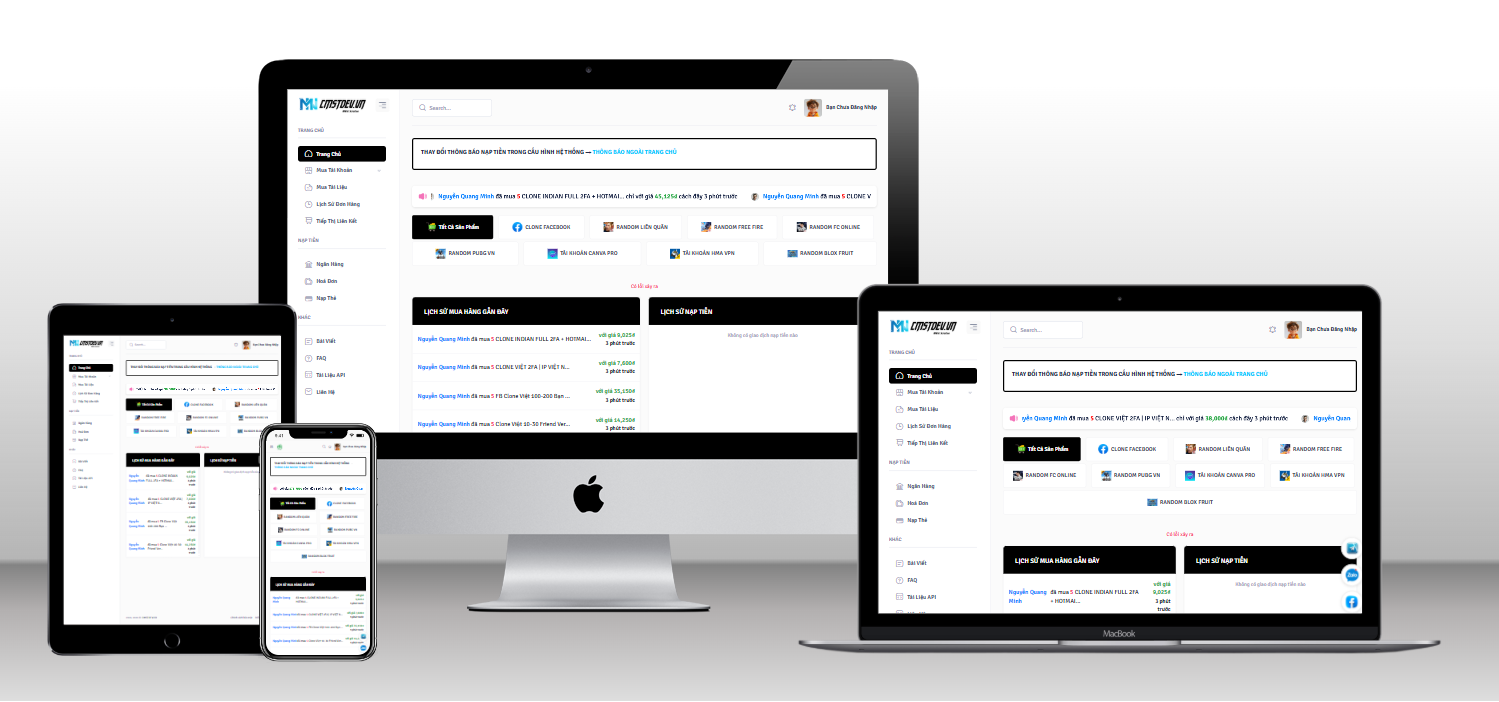 Website bán nguyên liệu ADS, clone via tự động